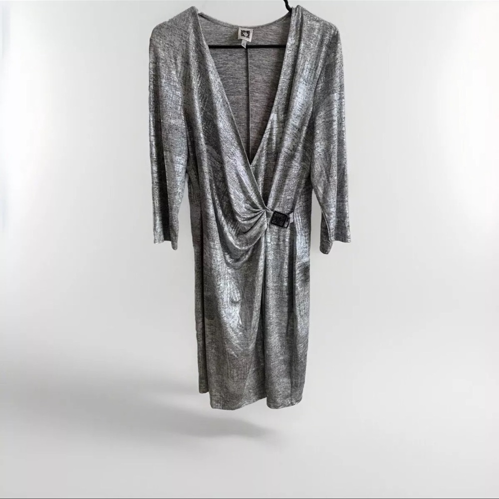 Anne Klein Dress Women’s Size 12 Silver And Gold Metallic Petra Speckle